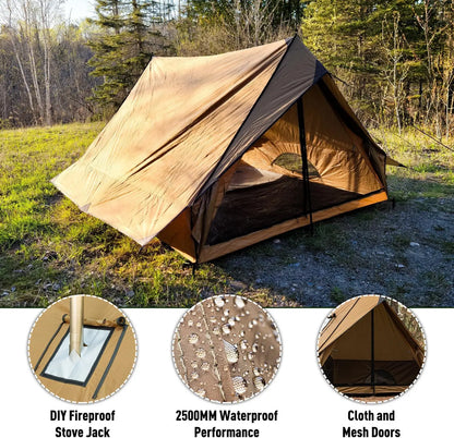 Portable Hot Tent for Camping with Stove Jack, Fits 2-3 People, Waterproof and Wind-Resistant