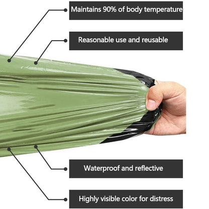 Emergency Sleeping Bag Waterproof Survival Sleeping Bag Portable Thermal Sleeping Bag for Camping Hiking Outdoor Adventure
