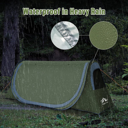Night Cat Pop-up Camping Tent: 1 Person Tent Waterproof Instant Easy Setup Tunnel Tent Fits for Camping Cot (Excluded)