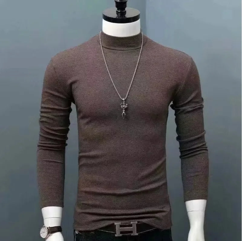 new Quick Drying High Collar Men's Blouses for Cool Stylish Shirts and Blouses Comfortable and Warm T-Shirts for Fall and Winter