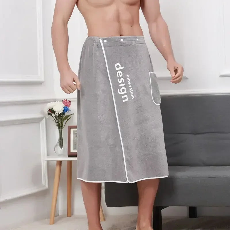 1PC Men's Bathrobe Quick Drying Towel Wearable Blanket Microfiber Swim Towel Robe One Size Soft Towel