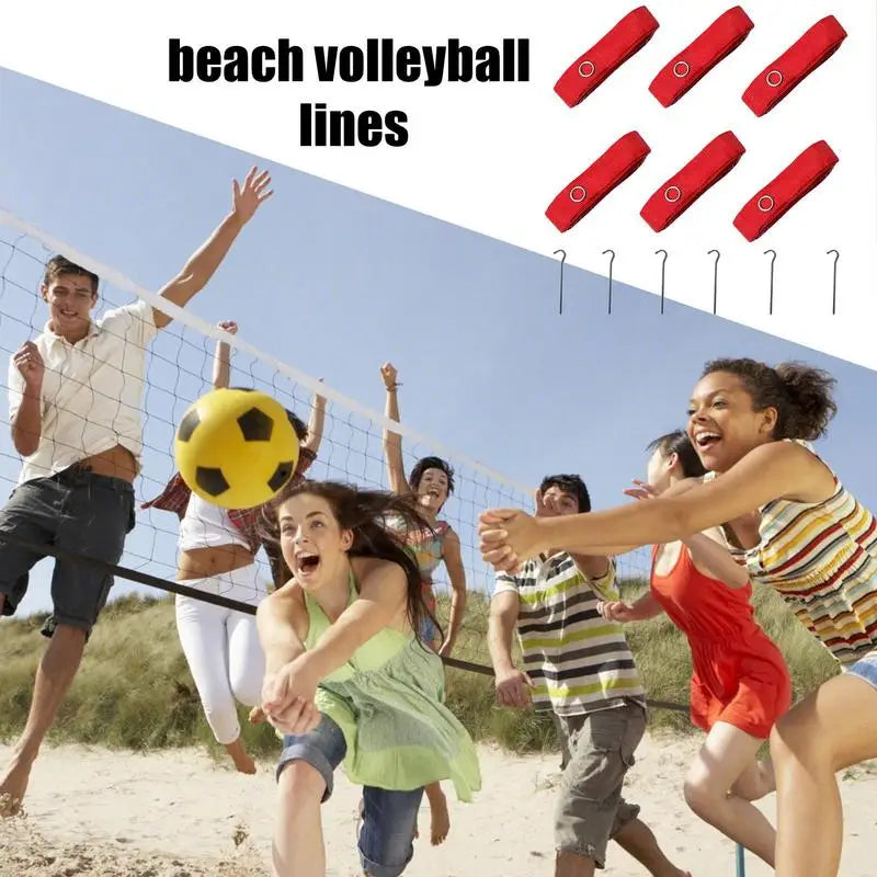 Volleyball Court Cords All-Weather Beach Volleyball Cords For Sand Stainless Spikes Included Portable Volleyball Cords For Beach