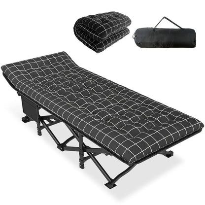 Camping Cot for Adults with Cushion Comfortable, Portable Folding Bed for Sleeping, Lightweight Folding Bed with Carry Bag for K