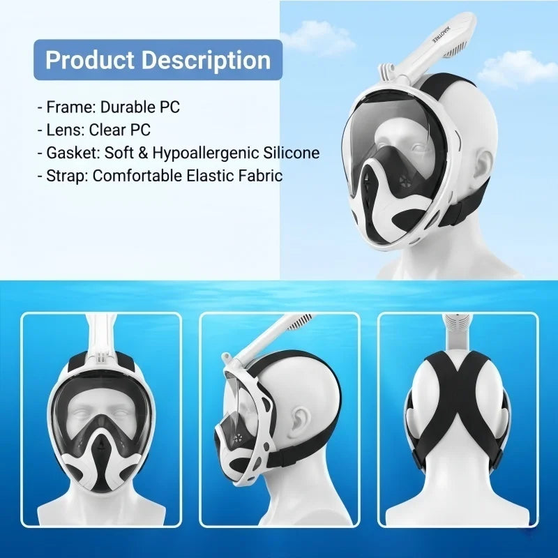 Professional Snorkeling Diving Mask Underwater Scuba Full Face Snorkel Mask Anti Fog Goggles for Kids Adult Swimming Equipment