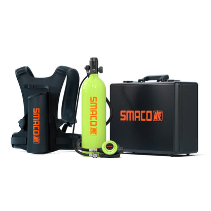 SMACO S700 Mini Scuba Tank 1.9L Portable Scuba Diving Tank Reusable Pony Bottle up to 30 Minutes Dive Time Backup Snorkel Air