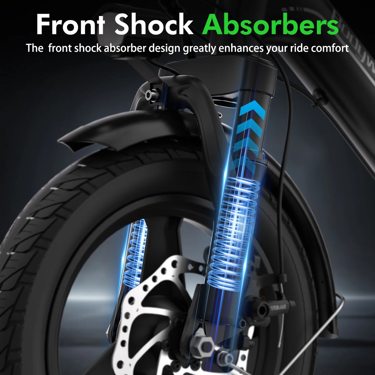 14" Foldable Electric bicycle for Adult, Peak 500W Motor with 36V 10.4Ah Removable Battery EBike Dual Disc Brake Bodywel T16pro