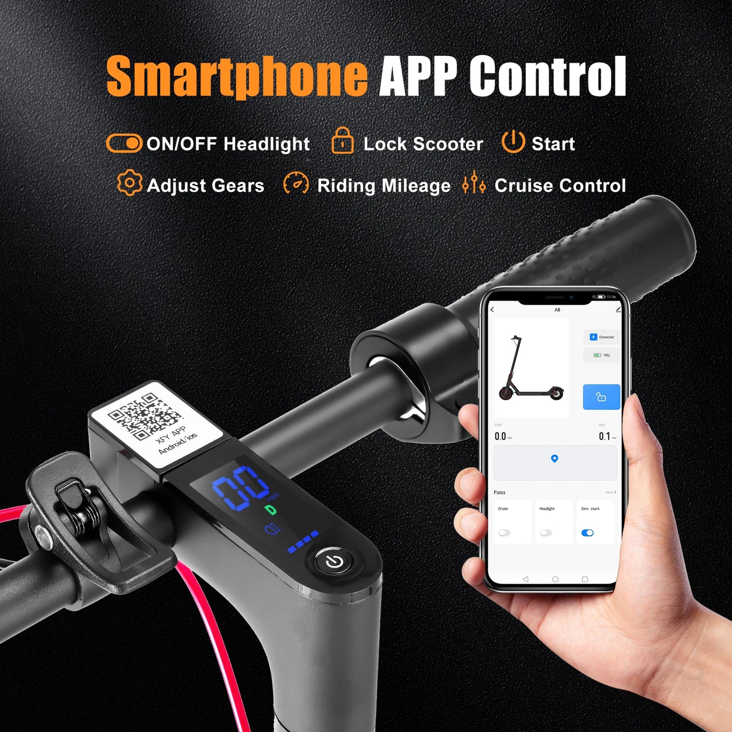 AiliFe Folding A8 Mini Electric Scooter Smart APP  8.5inch tire Foldable E Scooter Long Range Electric Scooters for Commuters