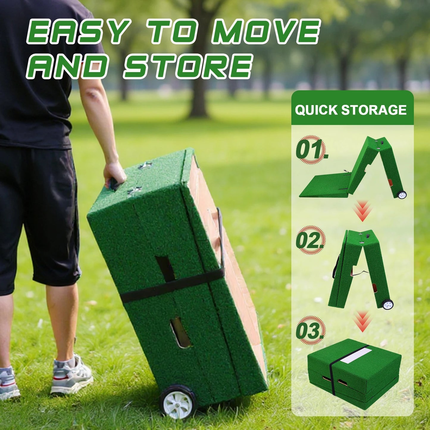 88x28x6 Inch Baseball Pitching Training Equipment with Carry Handle Portable Foldable Baseball Pitching Mound Set for Practice