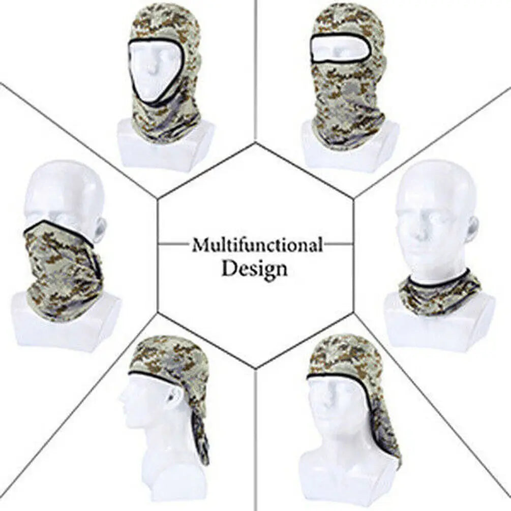 Tactical Balaclava Full Face Mask Scarf CS Wargame Hunting Bandana Hat Cycling Ski Mask Military Face Cover Hood for Men Women
