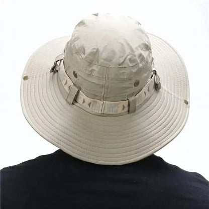 Outdoor hat Summer Men's Wide Brim Bucket Hat UV Protection Panama Style Mesh Fisherman Beach Sun Hat for Outdoor Hunting Hiking