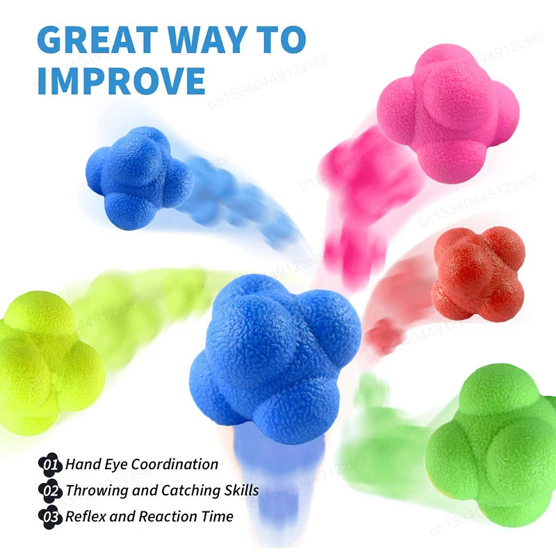 2/4Pcs Reaction Bounce Balls Hexagon Reaction Ball for Baseball Handball Tennis Training Red Green Blue Reflex Balls Sports Fitn