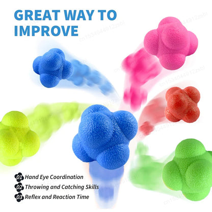 2/4Pcs Reaction Bounce Balls Hexagon Reaction Ball for Baseball Handball Tennis Training Red Green Blue Reflex Balls Sports Fitn