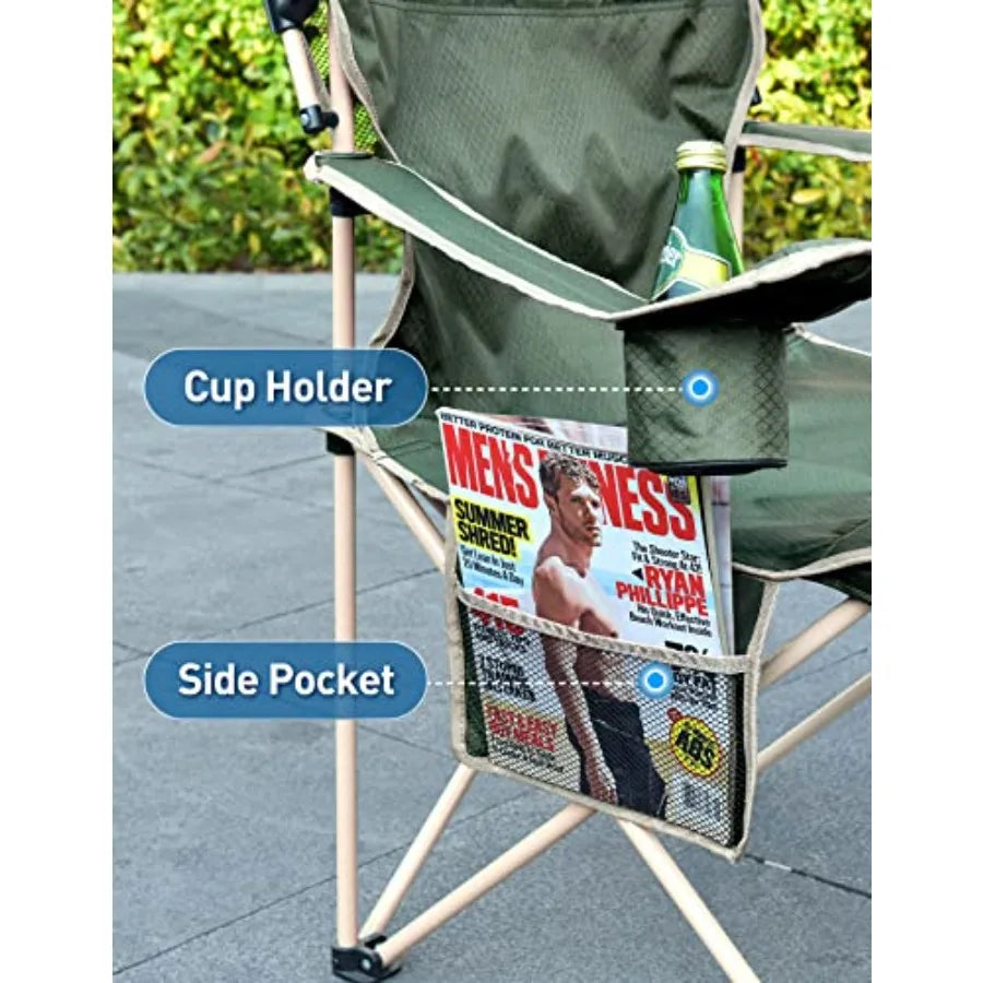 Folding Camping Chair with Shade Canopy for Adults Canopy Chair for Outdoors Sports with Cup Holder Side Pocket for Camp Beach