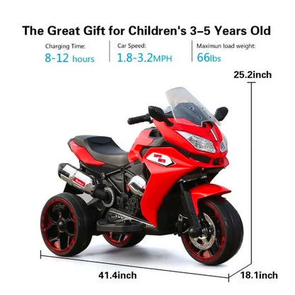 12V Kids Electric motorcycle Battery Motor Bikes Rechargeable 3 Wheels Ride on Kids with Light Wheels