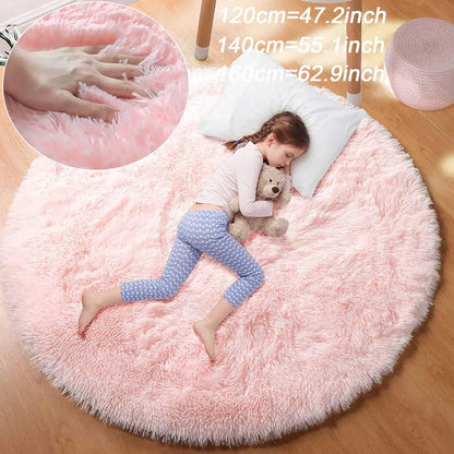 Super Soft Plush Round Rug Mat Fluffy White Carpets For Living Room Home Decor Bedroom Kid Room Decoration Salon Thick Pile Rug