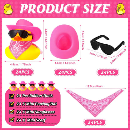 6/12/24/48 Set Cowboy Rubber Duck Mini Yellow Duckies Party Toy Tiny Ducks Toy for Summer Birthday Swimming Party Favor