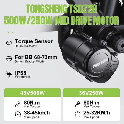Tongsheng TSDZ8 750W TSDZ2B 500W 250W Motor Kit Mid Drive Torque Sensor Bicycle Engine Electric Bike Conversion Kit BB 68-73mm