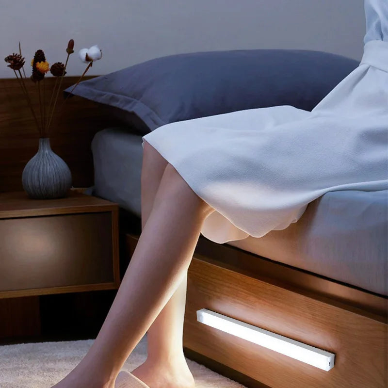 Wireless USB Rechargeable Motion Sensor LED Bar Light Induction Night Light Portable Cordless Magnetic Cabinet Lamp for Kitchen