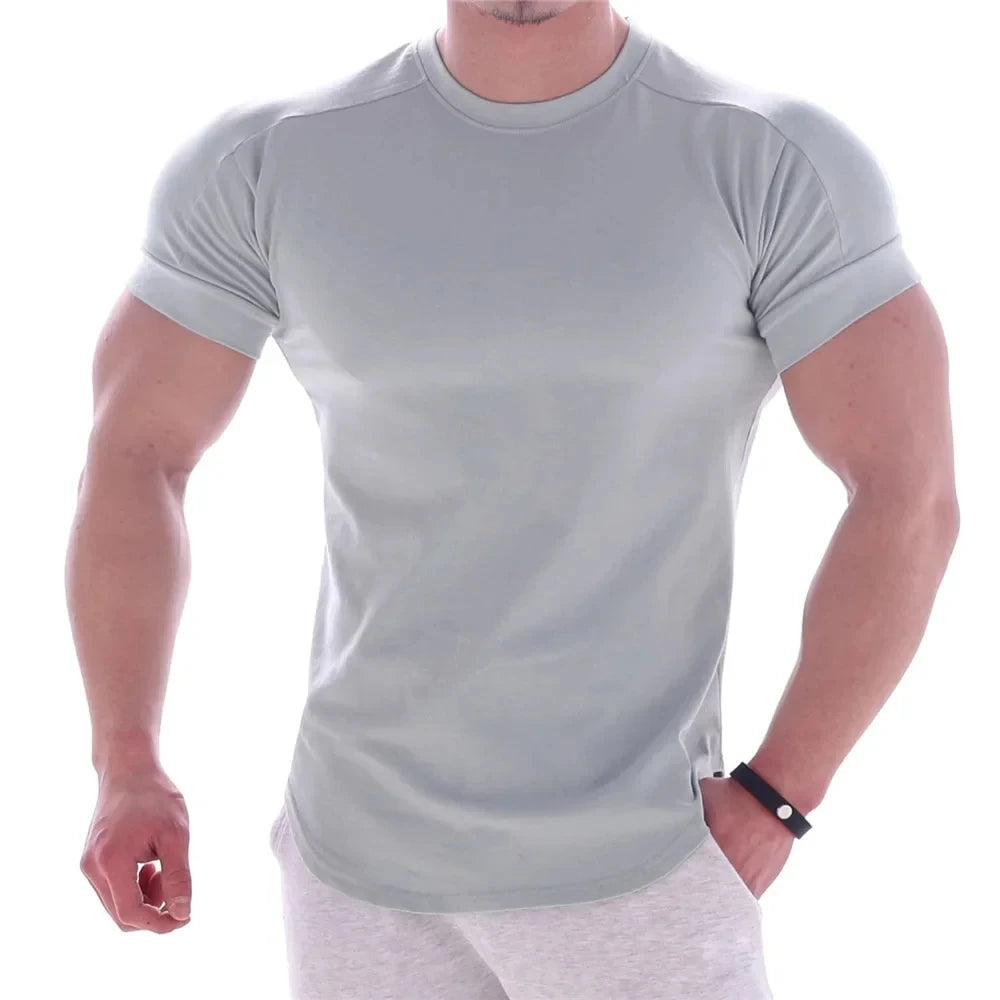 Quick-drying Tights Men's Sports T-shirt Summer Running Round Neck Basketball Training Clothes Stretch Short Sleeves T-shirt men