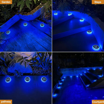 4Pcs Solar Deck Lights Outdoor Step Lights Waterproof IP68 Led Solar Lights For Railing Stairs Yard Patio Pathway Driveway
