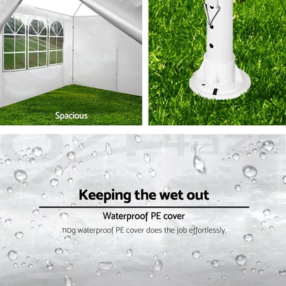 10X20FT Outdoor Canopy Waterproof Tent With 6 Removable Sidewalls & Windows For Wedding Garden Camping