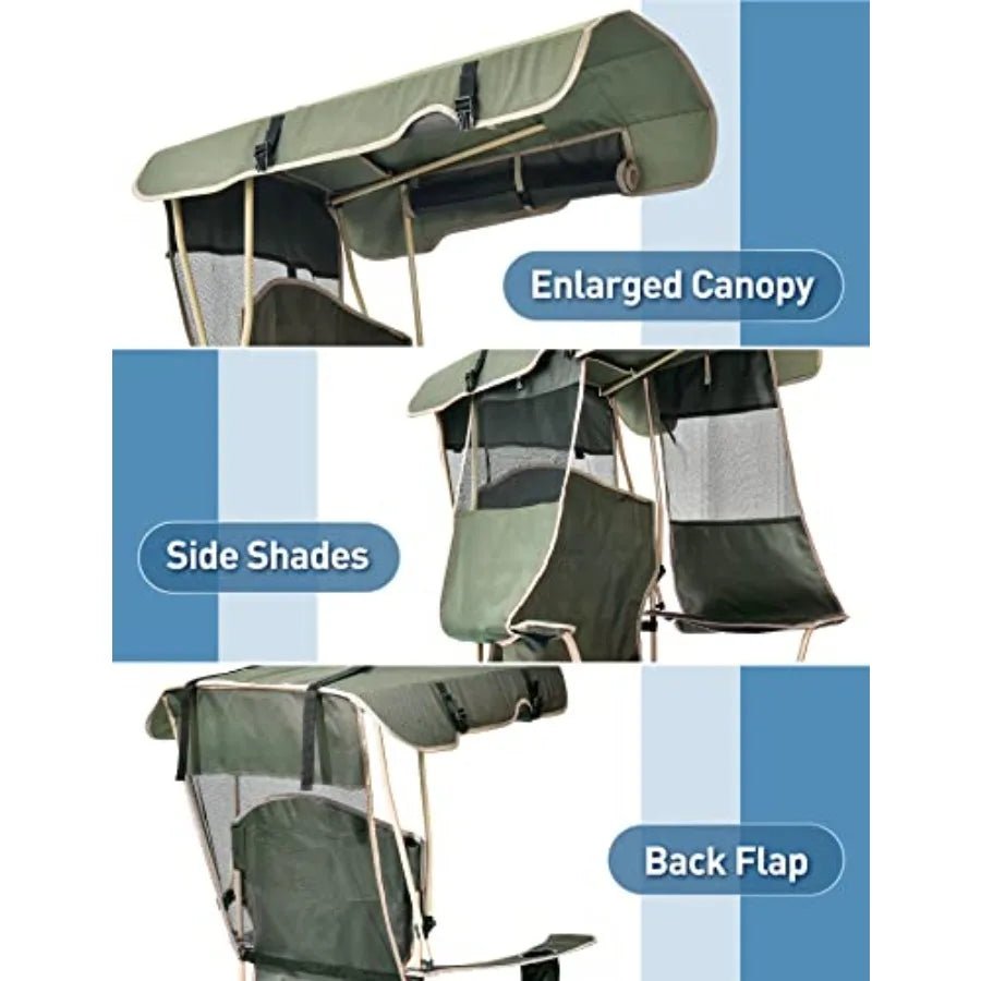 Folding Camping Chair with Shade Canopy for Adults Canopy Chair for Outdoors Sports with Cup Holder Side Pocket for Camp Beach