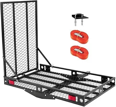 IRONMAX Hitch Cargo Carrier with Ramp, Heavy Duty Folding Mobility Scooter Wheelchair Hitch-Mounted Carrier for Car, Truck, SUV,