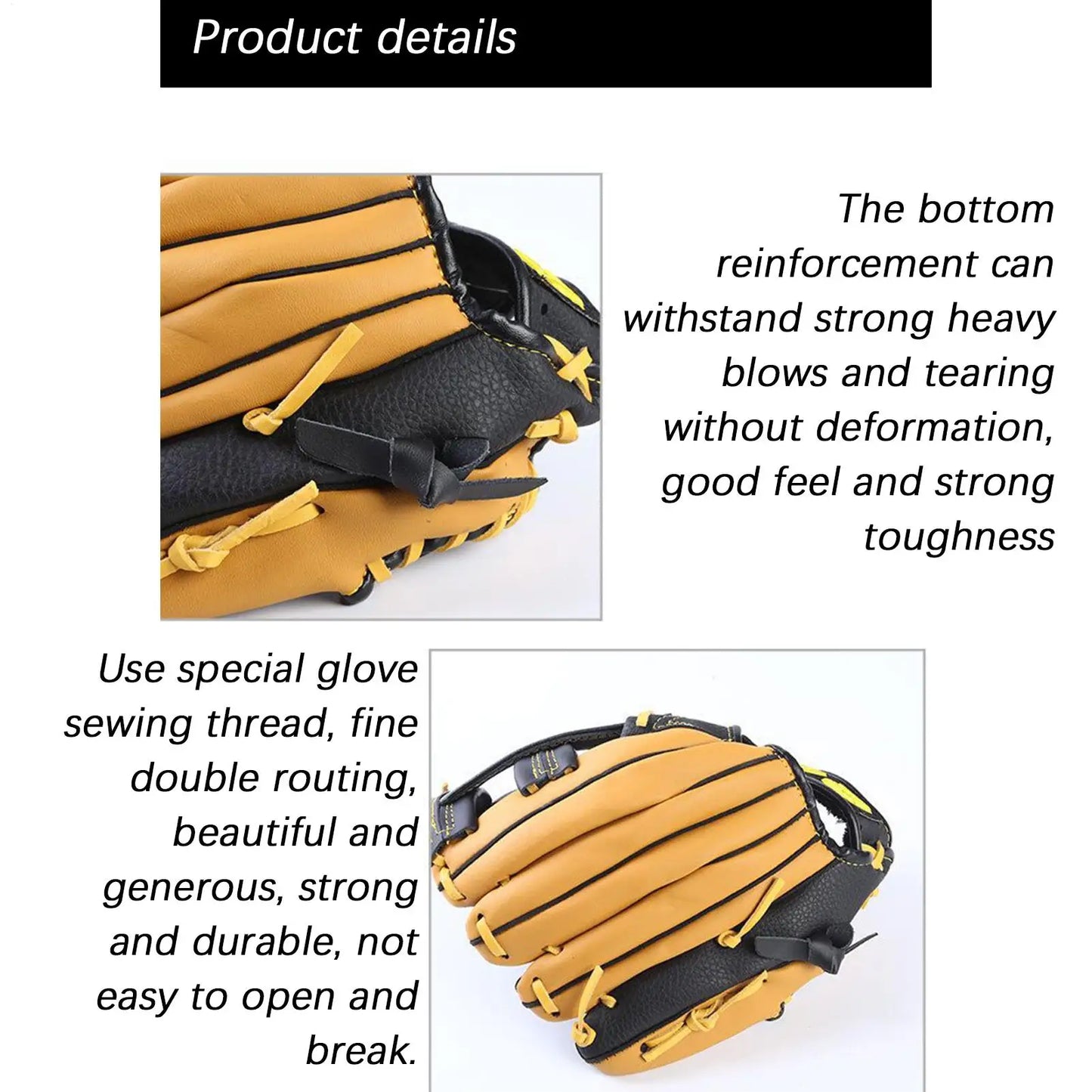 Baseball Glove Soft Baseball Training Mitt Leather Outfield Softball Gloves for Youth Adults Enthusiasts Ball Sports Practice