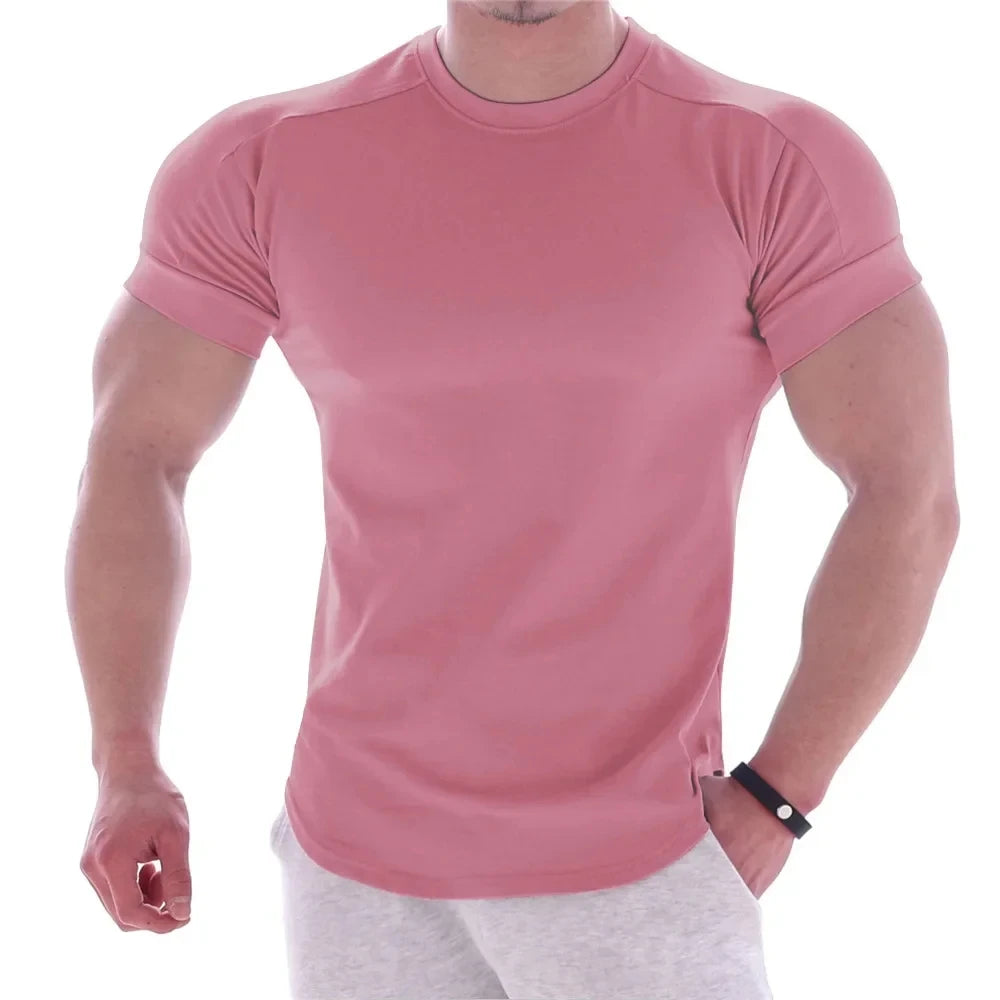 Quick-drying Tights Men's Sports T-shirt Summer Running Round Neck Basketball Training Clothes Stretch Short Sleeves T-shirt men