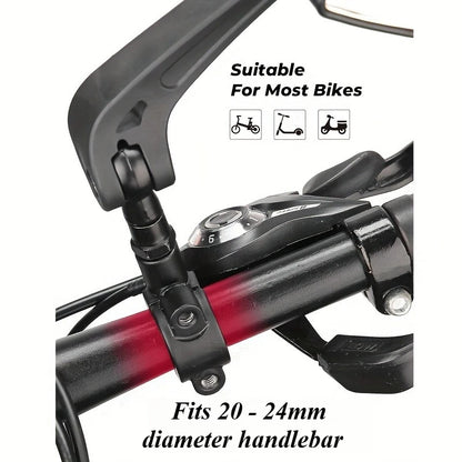 2pcs HD Wide Angle Bike Rearview Mirrors - 360° Adjustable, Fit for Electric Scooters, Ebikes, Motorcycles & Mountain Bikes