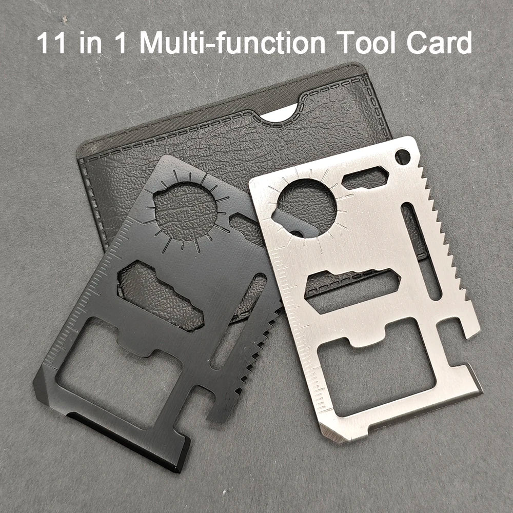 Stainless Steel EDC Pocket Tool Credit Card, 11-in-1 Portable Outdoor Camping Survival Multi-Tool Tourism Equipment hunting tool