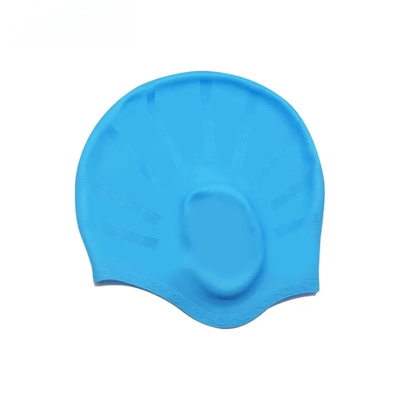 DIZETION Durable Silicone Swimming Cap with Ear Pockets for Adults and Teens - Protects Long Hair and Provides High Elasticity