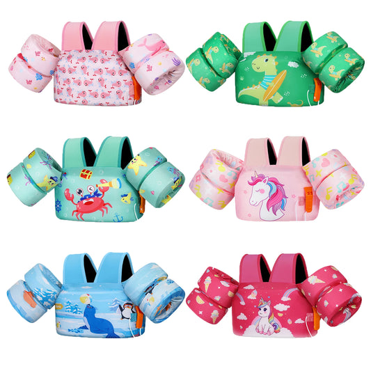 MoKo Toddler Swim Vest for Kids Swim Arm Floaties 30-60 lbs Boys and Girls Cartoon Swimming Water Wings Pool Float Vests Sleeves
