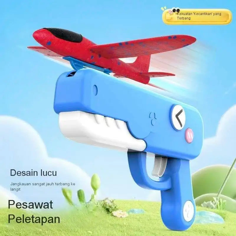 Outdoor Games Dumb  Dinosaur Ejection foam Aircraft Toy Gun One click Launch Three colors of indoor and outdoor aircraft Guns