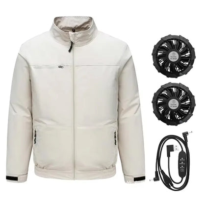 Summer Cooling Jacket Four Hole Fan Clothing Men USB Refrigeration Air Conditioning Clothes Outdoor Labor Protection Workwear