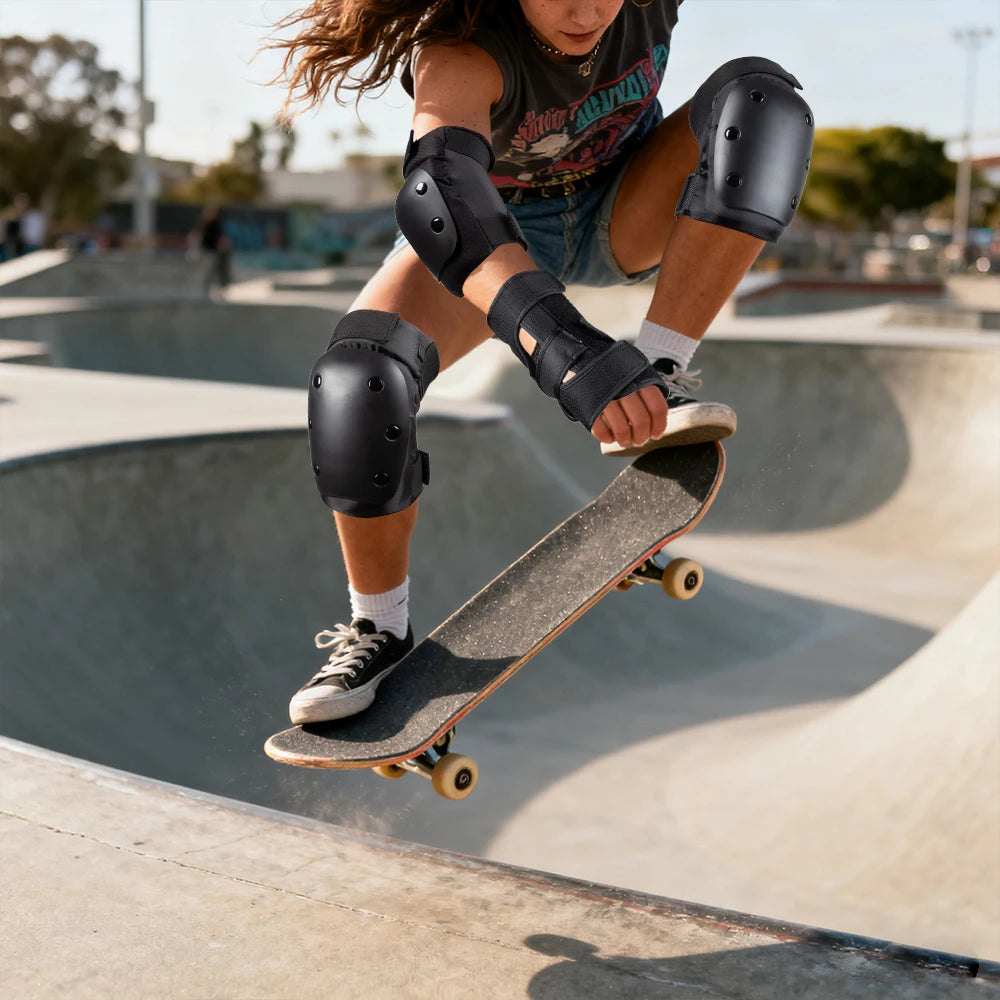6 in 1 Knee Pads Elbow Pads with Wrist Guards, Youth Adult Skateboard Skate Pads Protective Gear Set for Skateboarding Skating