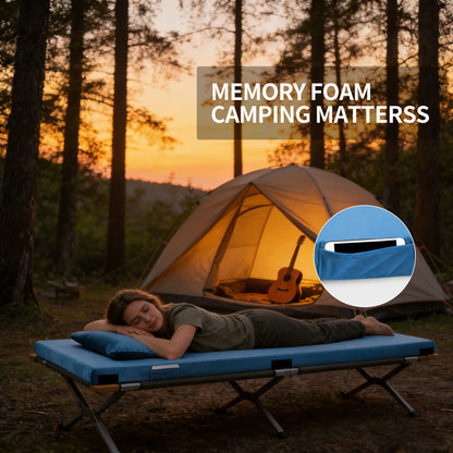 3 Inch Memory Foam Camping Mattress, Dual Layer Thick Sleeping Camp Pad for Car Tent Cot, Roll-Up Portable Glamping Floor Bed