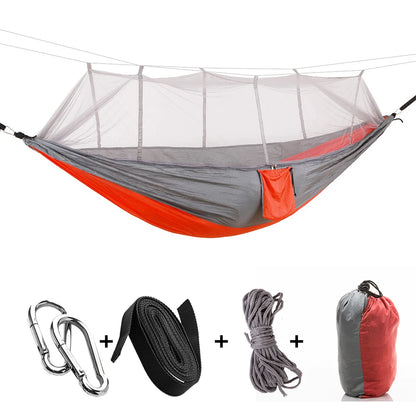 Professional Camping Hammock with Mosquito Net Lightweight Single Hammock Quick-Dry Nylon Swing Hanging Bed for Home Yard Garden