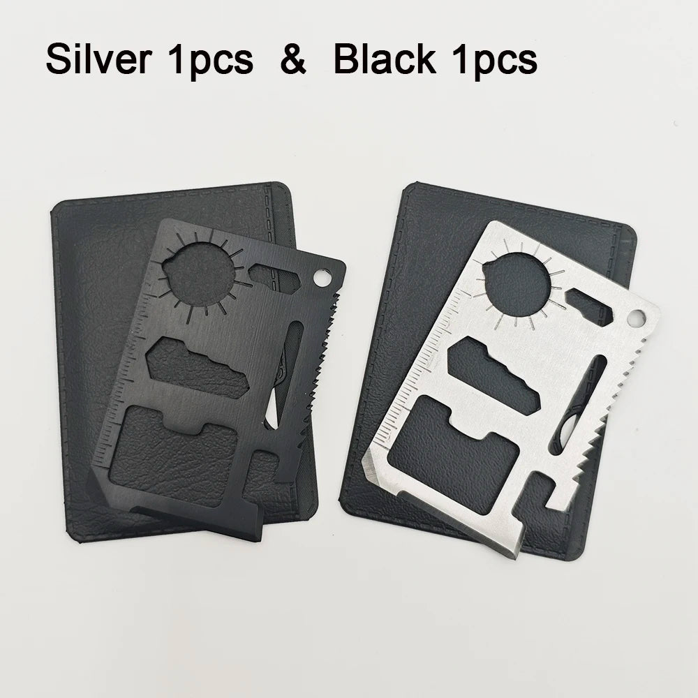 Stainless Steel EDC Pocket Tool Credit Card, 11-in-1 Portable Outdoor Camping Survival Multi-Tool Tourism Equipment hunting tool