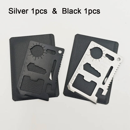 Stainless Steel EDC Pocket Tool Credit Card, 11-in-1 Portable Outdoor Camping Survival Multi-Tool Tourism Equipment hunting tool