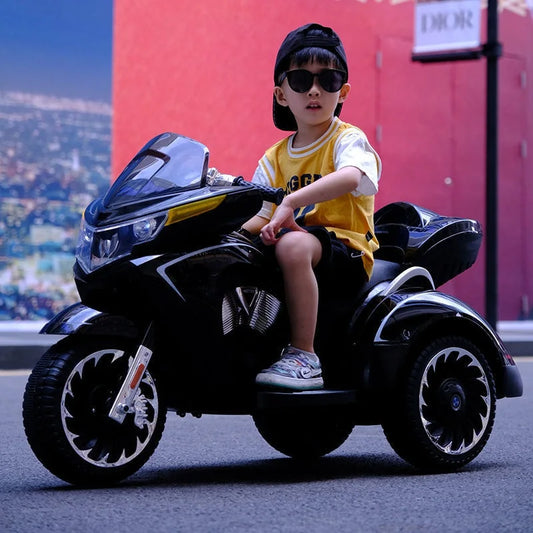 New Children's Electric Motorcycle Ride on 3-12 Years Old Load 50KG Double Kids Tricycle with True Key Start