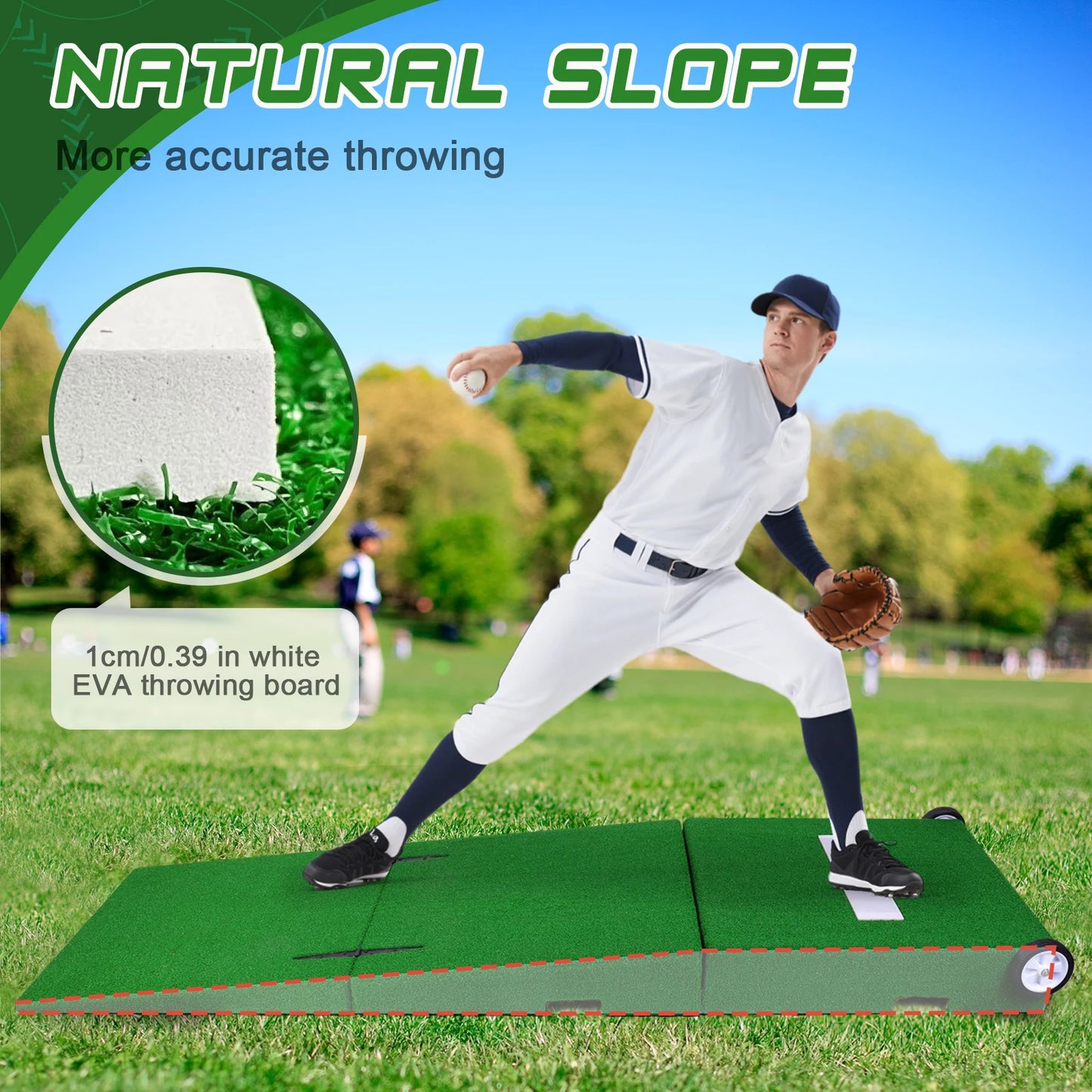 88x28x6 Inch Baseball Pitching Training Equipment with Carry Handle Portable Foldable Baseball Pitching Mound Set for Practice