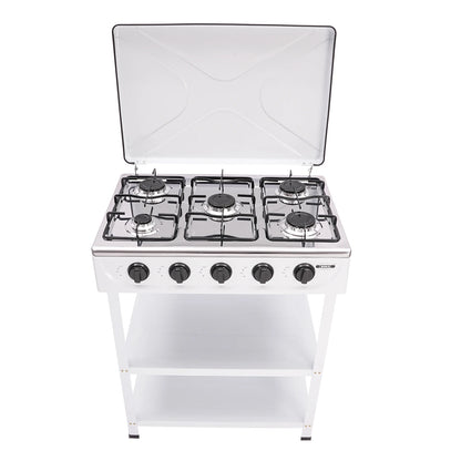 Natural Gas Stove with 5 Burners Outdoor 5-Burner Stove Portable Gas Stove Manual Ignition with 2 Placement Boards