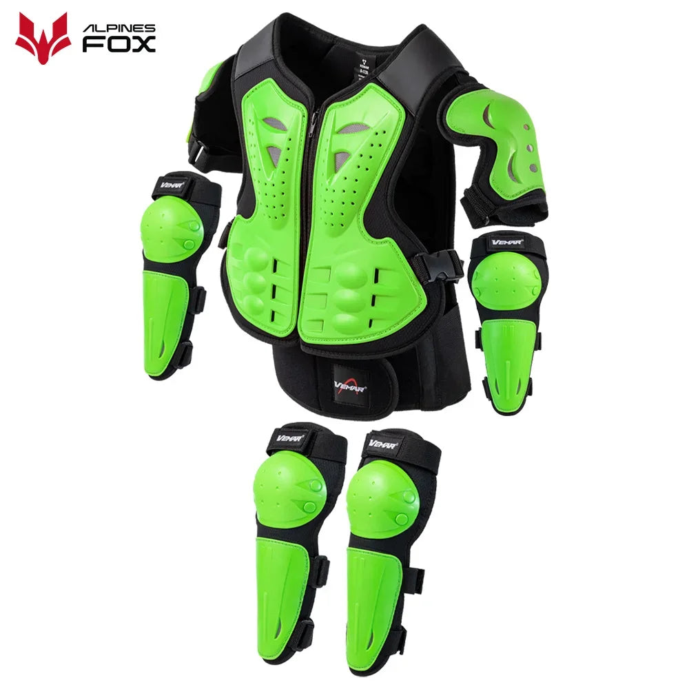 Boys Girls Full Body Skating Skiing Armor Child Kids Youth Motocross Downhill Vest Armor Jacket Chest Spine Knee Elbow Guard Pad