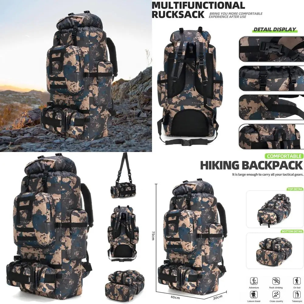 Military-Style 100L Hiking Backpack with Molle System for Camping and Day Adventures