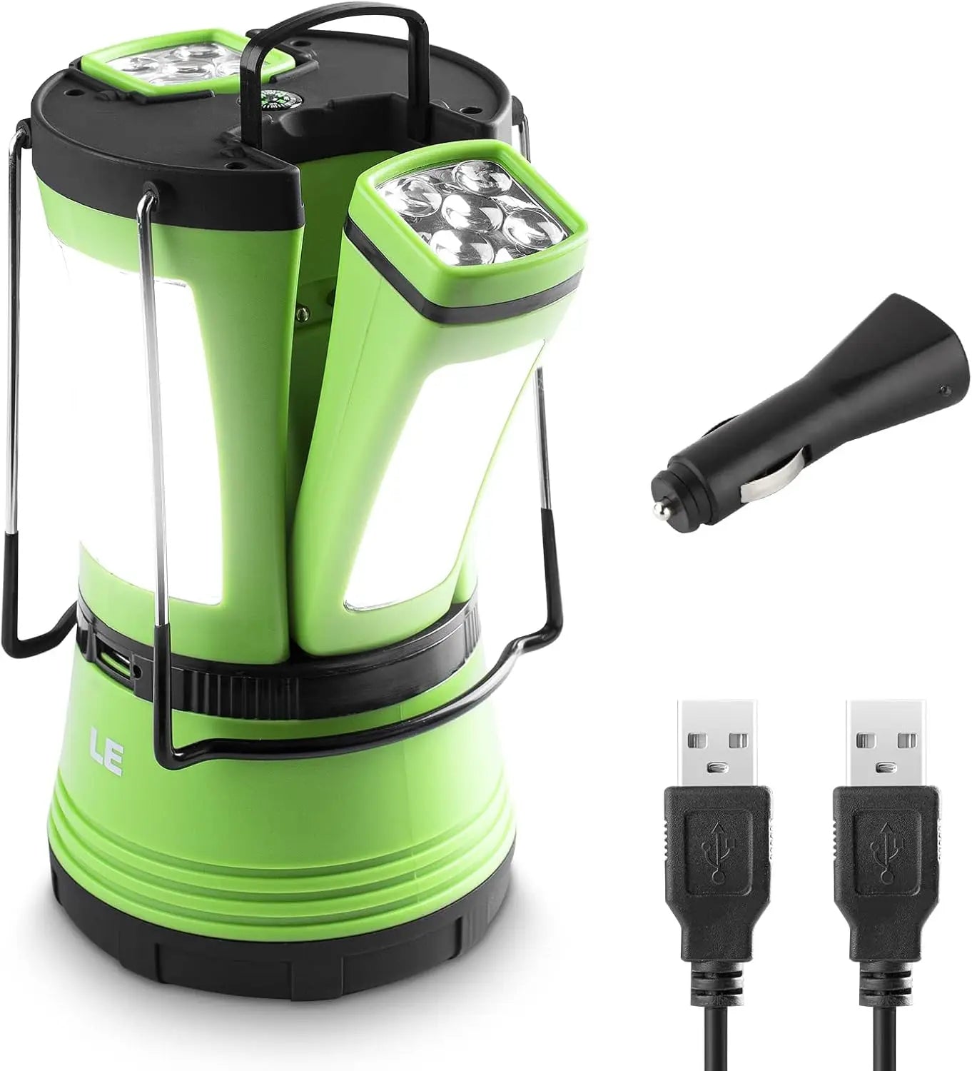 Rechargeable LED Camping Lantern, 600LM with Detachable Flashlight, USB & Car Charger Included for Emergency and Outdoor Use