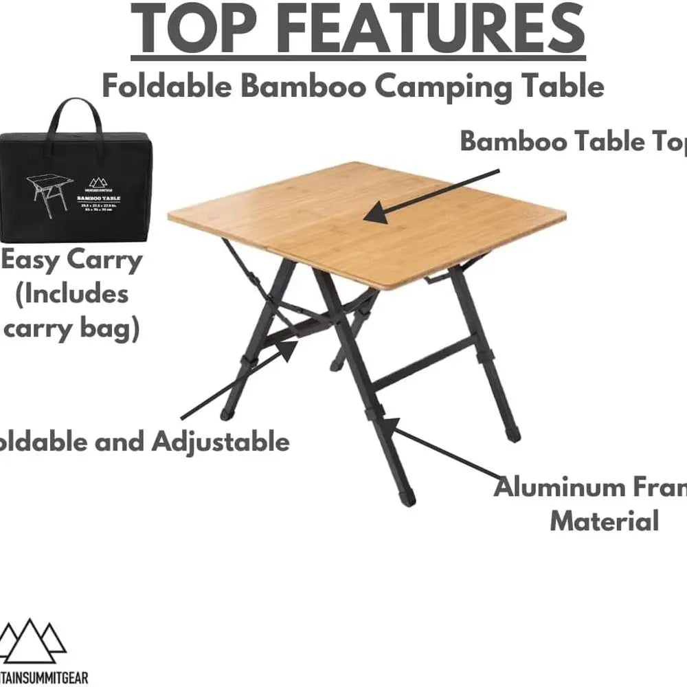 Foldable Bamboo Patio Table for Indoor/Outdoor Use (Made by Caddis Sports)