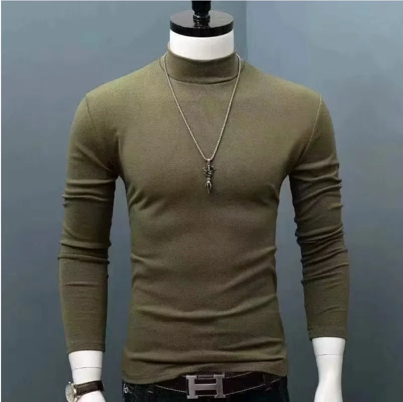 new Quick Drying High Collar Men's Blouses for Cool Stylish Shirts and Blouses Comfortable and Warm T-Shirts for Fall and Winter