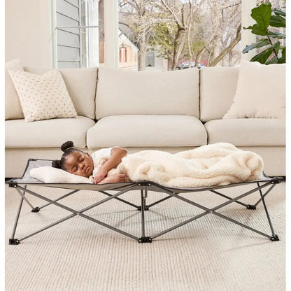 Extra Long My Cot Portable Toddler Bed Gray 54x28x12 Inch