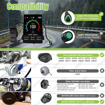 Ebike Display For BAFANG CAN BUS BBS Motor DPC010 DPC080 EKD01 Bluetooth Electric Bike Computer 5PIN Male Bicycle Speedometer